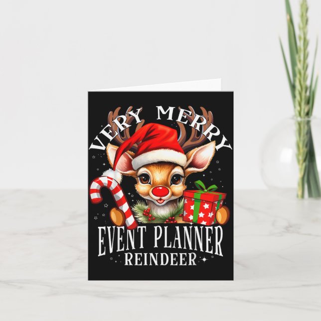 Very Merry Event Planner Reindeer Matching Christm Card (Front)
