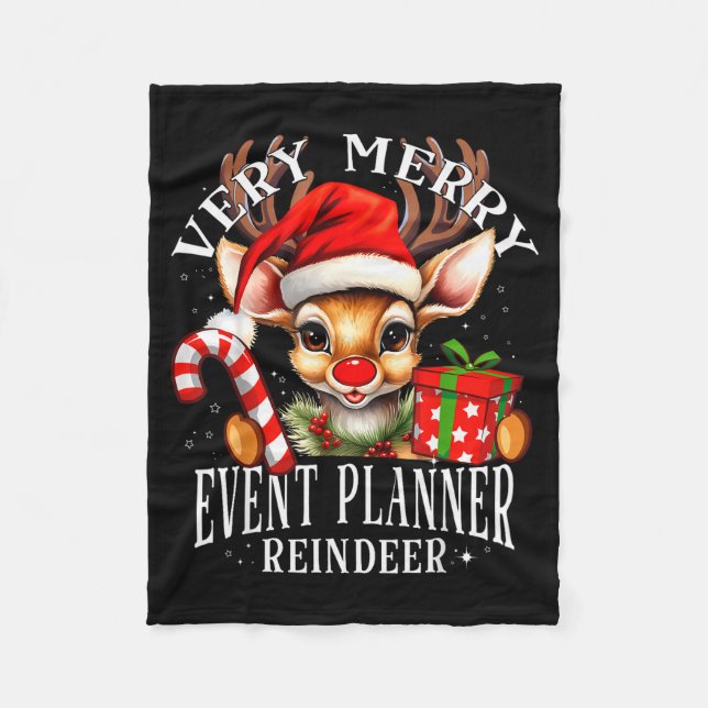Very Merry Event Planner Reindeer Matching Christm Fleece Blanket (Front)