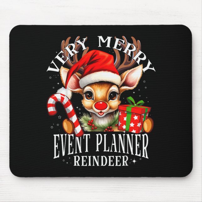 Very Merry Event Planner Reindeer Matching Christm Mouse Pad (Front)