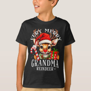 Very Merry Grandma Reindeer Matching Christmas T-Shirt