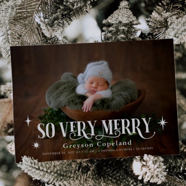 Very Merry Holiday Baby Photo Birth Announcement (Creator Uploaded)