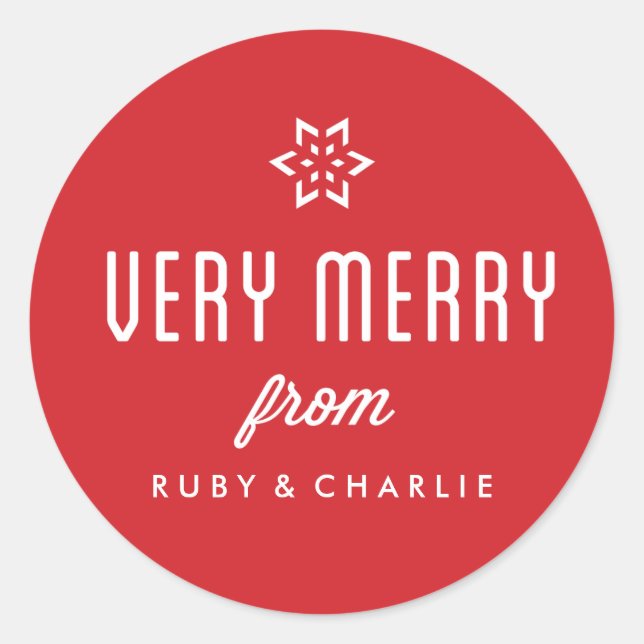 Very Merry Holiday Snowflake Sticker Red Customize (Front)