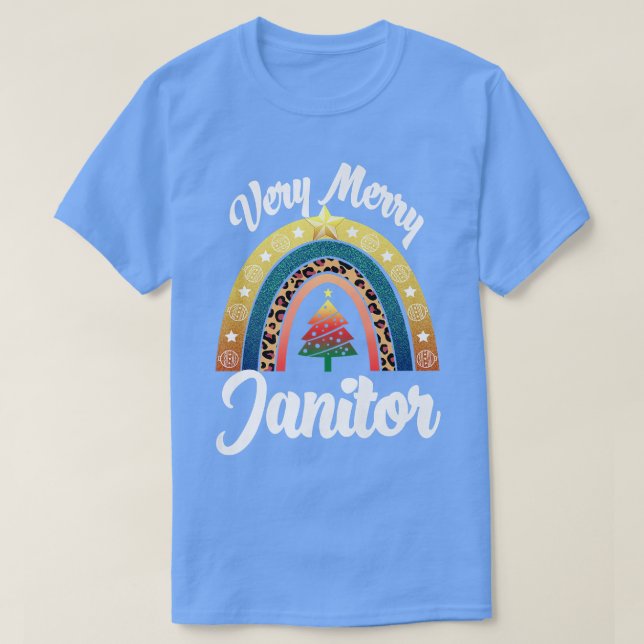 Very Merry Janitor Rainbow Funny Women Profession  T-Shirt (Design Front)