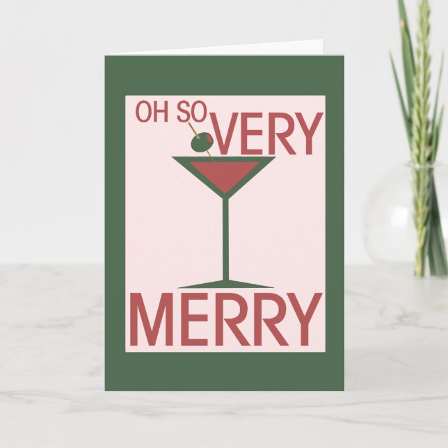 Very Merry Martini Xmas Holiday Card (Front)
