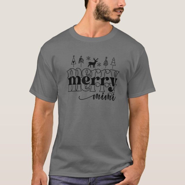 Very Merry Mimi Christmas Lights Mimi Mom Christma T-Shirt (Front)