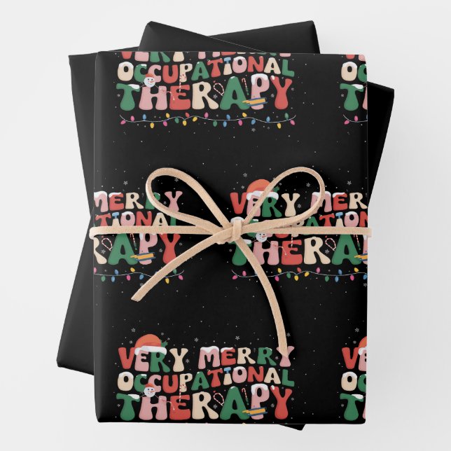Very Merry Occupational Therapy Christmas OT Xmas Wrapping Paper Sheets (In situ)