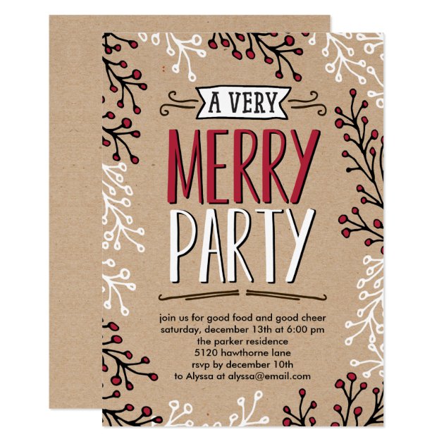 Very Merry Party Holiday Party Invitation