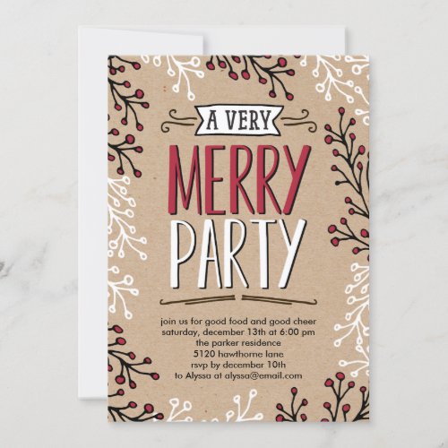Very Merry Party Holiday Party Invitation