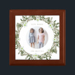 Very Merry Pine and Floral Photo Wreath Christmas Gift Box<br><div class="desc">Pretty Christmas gift box features a rustic pine and white floral painted wreath with center circle photo and customizable very merry text with your name. Shop this store for coordinating holiday items!</div>