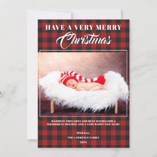 Very Merry Plaid Photo Holiday Card