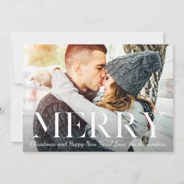 Very Merry Rustic Photo Christmas Holiday Card (Front)