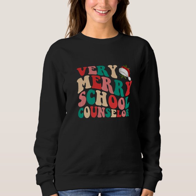 Very Merry School Counselor Elf Christmas School P Sweatshirt (Front)