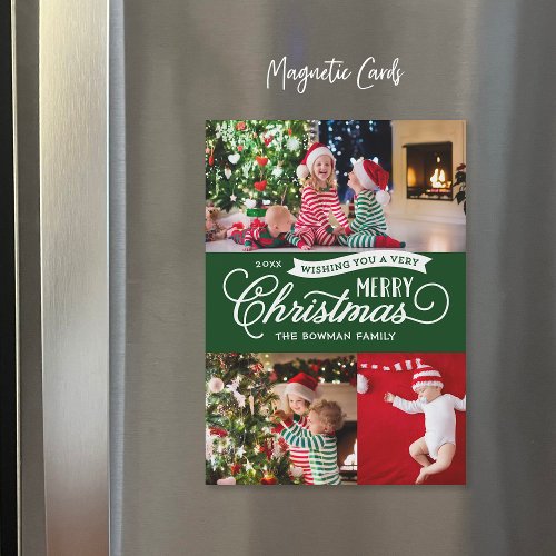 Very Merry Script Magnetic Holiday Photo Card