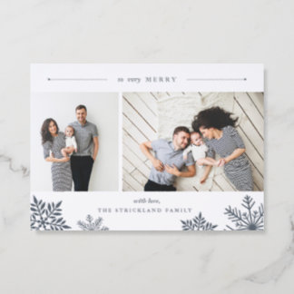 Very Merry Snowflake Christmas Letterpress Photo Cards