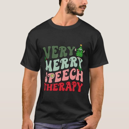 Very Merry Speech Therapist Christmas SLP Xmas Tre T_Shirt