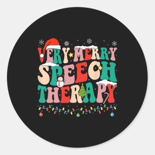 Very Merry Speech Therapy Christmas Speech Therapi Classic Round Sticker