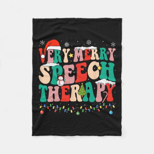 Very Merry Speech Therapy Christmas Speech Therapi Fleece Blanket