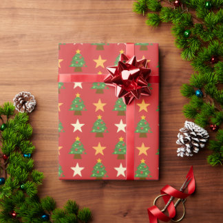 Very Merry Starlight Christmas Tree Pattern Wrapping Paper