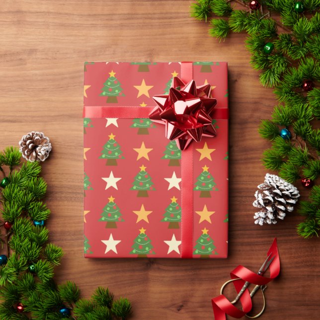 Very Merry Starlight Christmas Tree Pattern Wrapping Paper (Holiday Gift)
