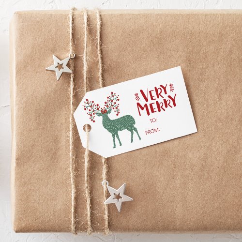 Very Merry TOFROM Reindeer Gift Tag