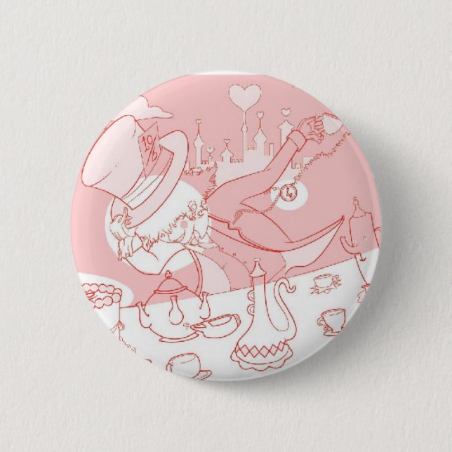 Very Merry Unbirthday Mad Hatter Pinback Button (Front)