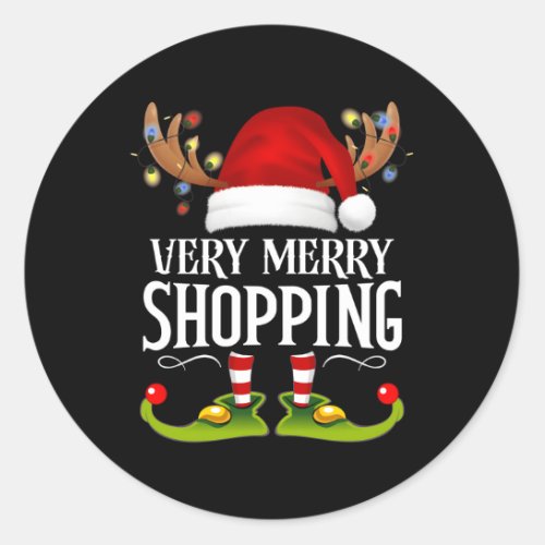 Very Merry X_Mas Shopg Classic Round Sticker