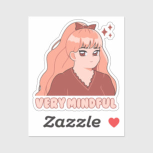 Very Mindful Cute Anime Girl  Sticker