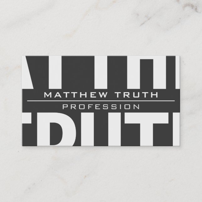 Very Modern Bold Dark Grey White Text Business Card (Front)