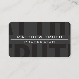 Very Modern Bold Dark Grey White Text Business Card