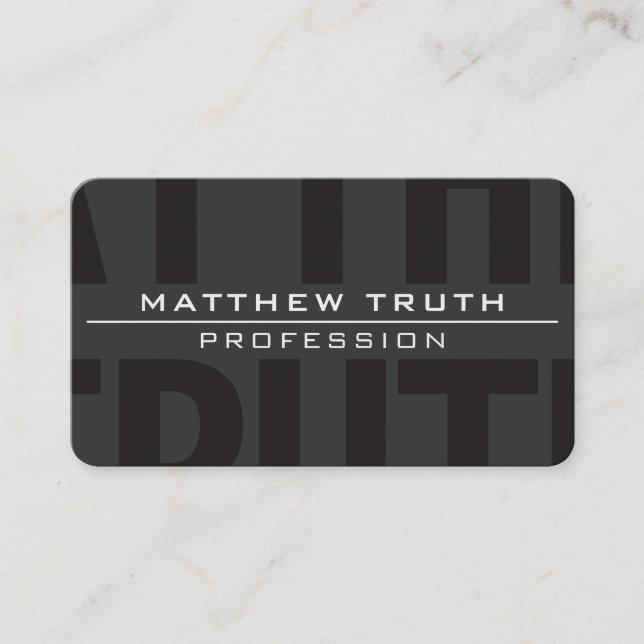 Very Modern Bold Dark Grey White Text Business Card (Front)