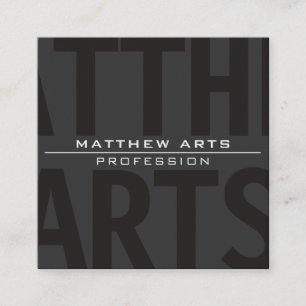 Very Modern Bold Dark Grey White Text Square Business Card