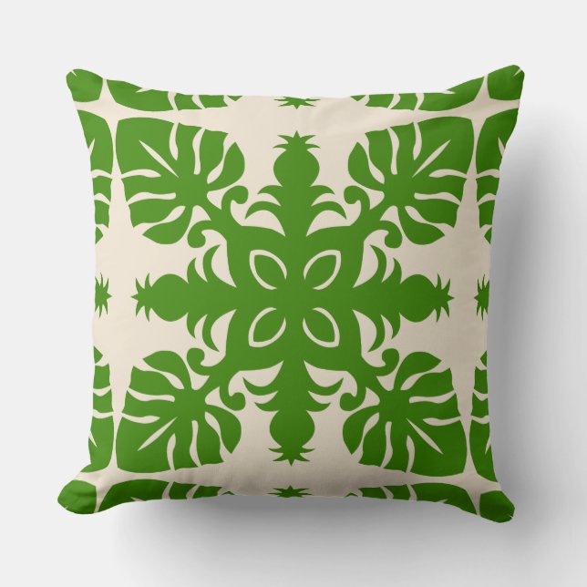 VERY MODERN HAWAIIAN QUILT PILLOW- pineapple Throw Pillow (Front)