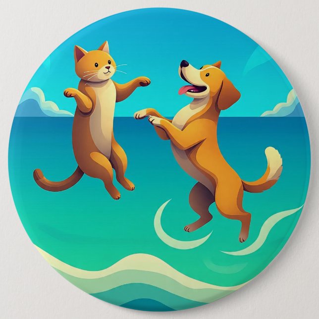 Very nice and beautiful Dog and cat design on Button (Front)