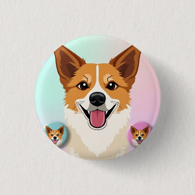 Very nice and cute dog design on  button (Front)