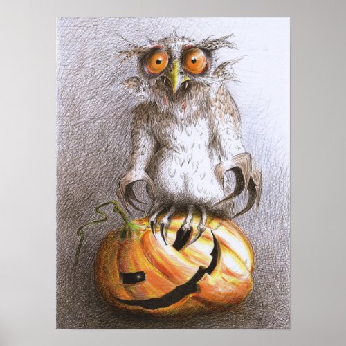 Very Old Trick or Treat Vampire Owl Poster