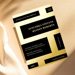 Very Organized Geometric Blocks Photo Wedding Real Foil Invitation