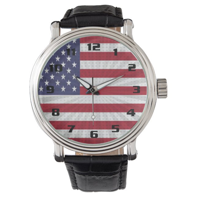 Very Patriotic American Flag Modern design Watch (Front)