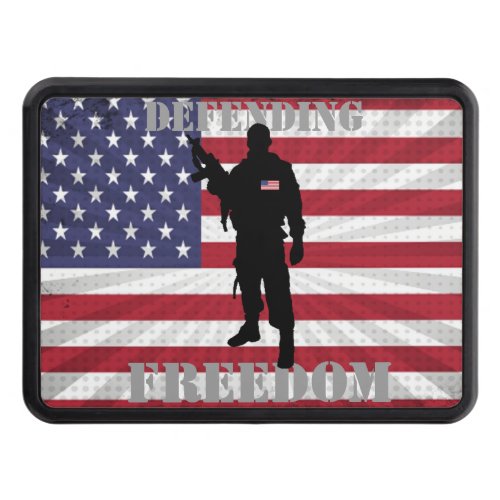 Very Patriotic Defending Freedom American Flag Trailer Hitch Cover