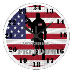 Very Patriotic Defending Freedom Military Time Large Clock
