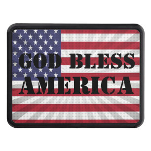 Very Patriotic God Bless America Sunburst Flag Hitch Cover