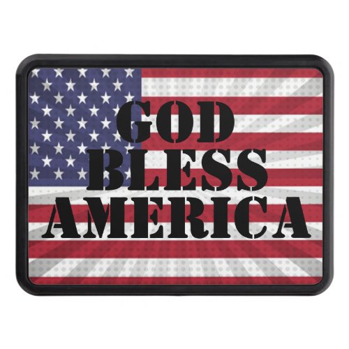 Very Patriotic God Bless America Sunburst Flag Tow Hitch Cover