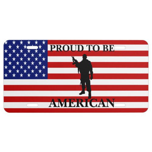 Very Patriotic Proud to be American American Flag License Plate