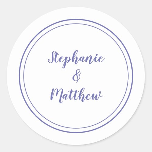 Very Peri Blue Simple Wedding Bride Groom Favor  Classic Round Sticker