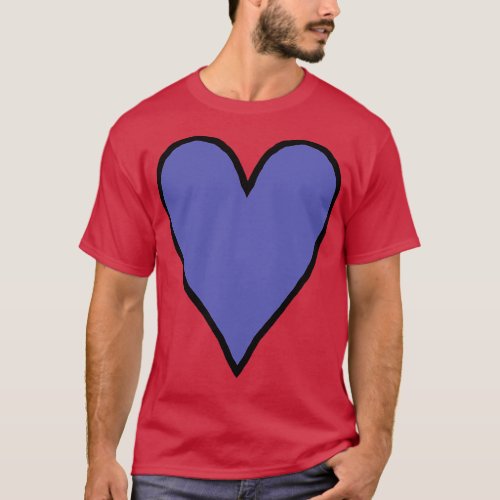 Very Peri Periwinkle Blue Heart Line Drawing Color T_Shirt