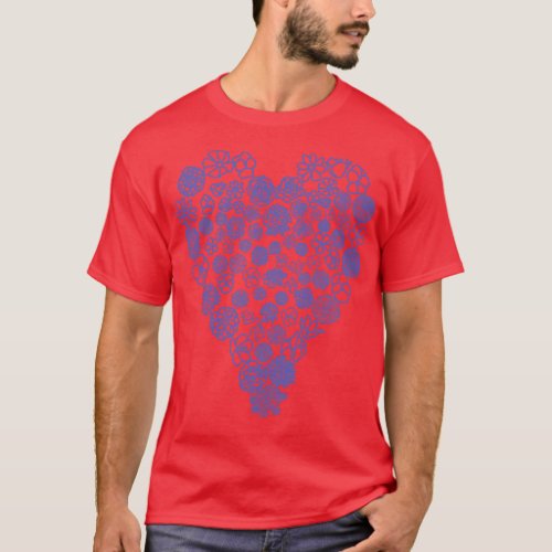 Very Peri Periwinkle Floral Heart of Flowers Mothe T_Shirt