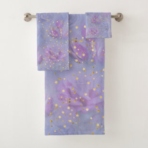 Very-peri Watercolor,Roses,Tulips Bath Towel Set