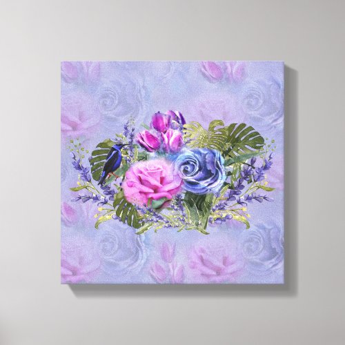 Very_peri WatercolorRosesTulips Canvas Print