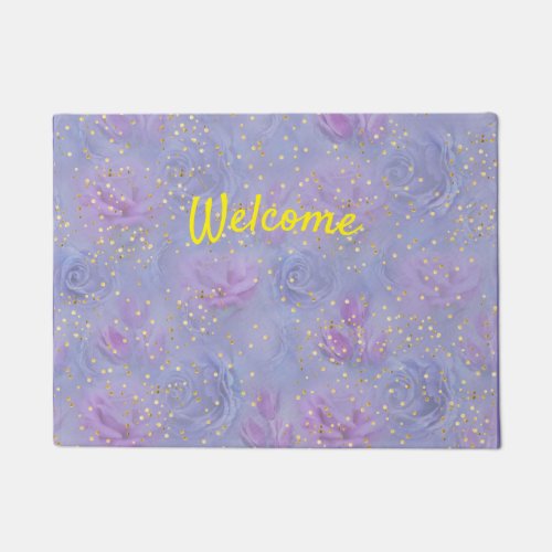 Very_peri WatercolorRosesTulips Doormat