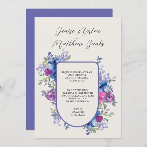 Very Periwinkle and Snow White Wedding Invitation