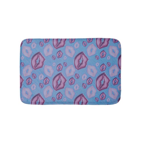 Very Periwinkle Kisses Lips in Shades of Purple Bath Mat